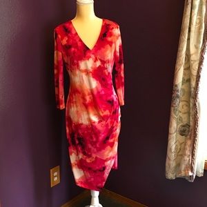 Calvin Klein Floral Asymmetrical Dress, Size 12, Preowned, EUC